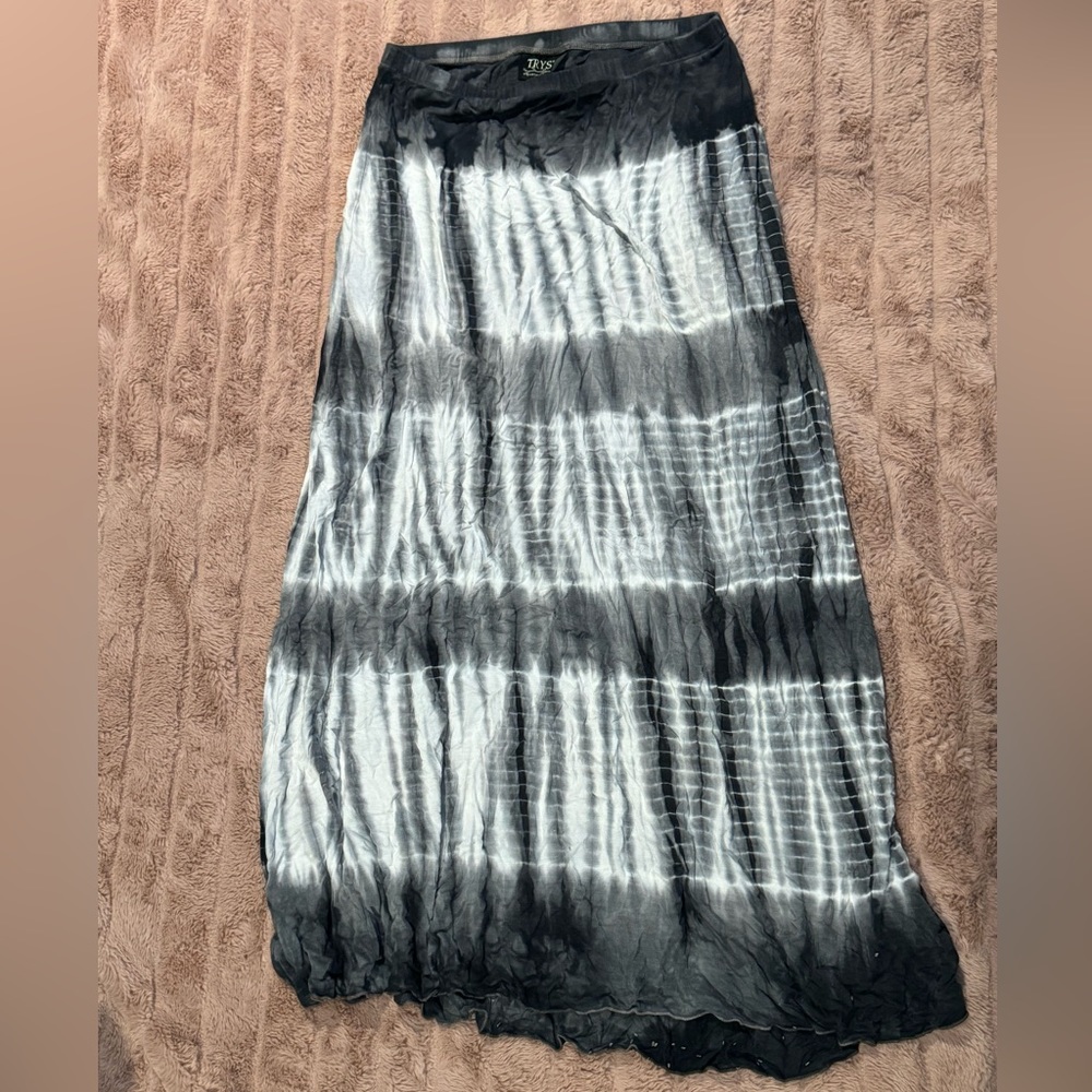 Grey and white tye dye maxi skirt